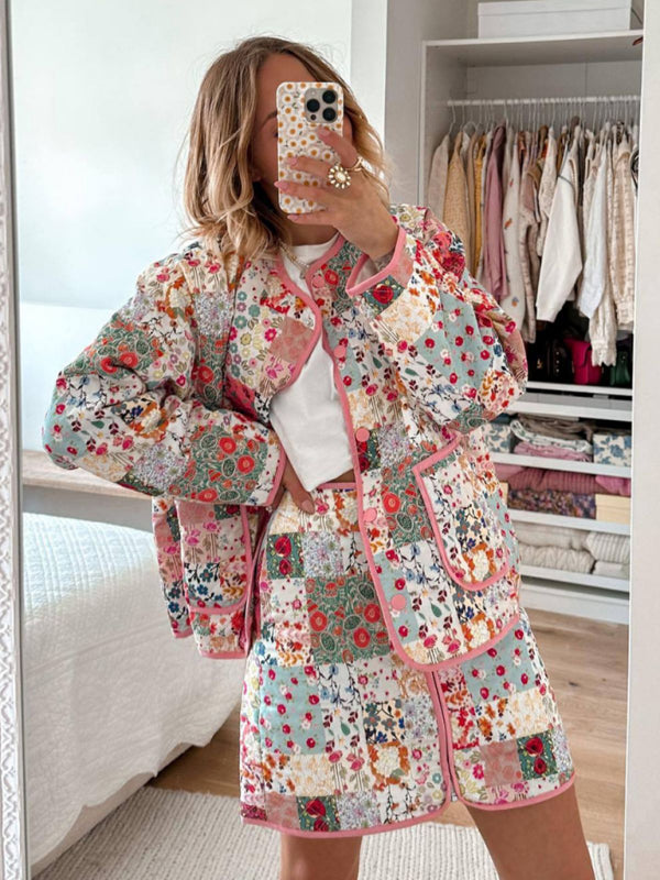 Printed Round Neck Jacket