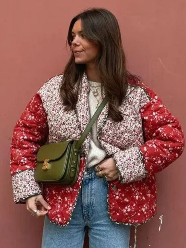 Floral Pattern Quilted Jacket