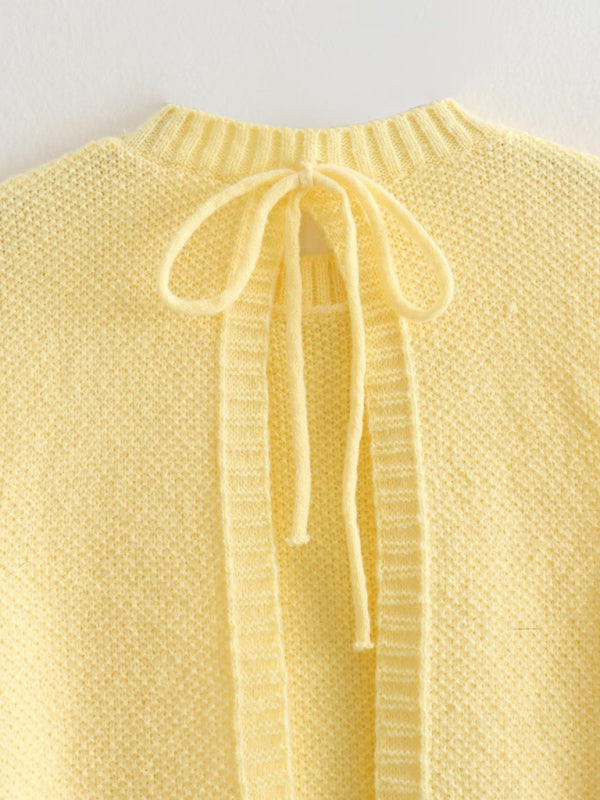 Yellow Knitted Backless Vest