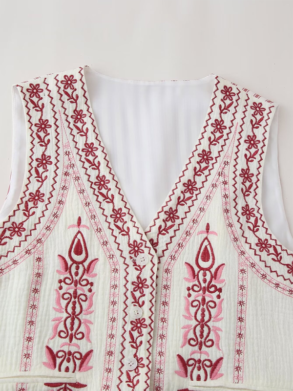 V-neck Embroidered Vest