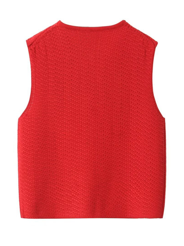 Ladies Casual V-neck Knitted Vest