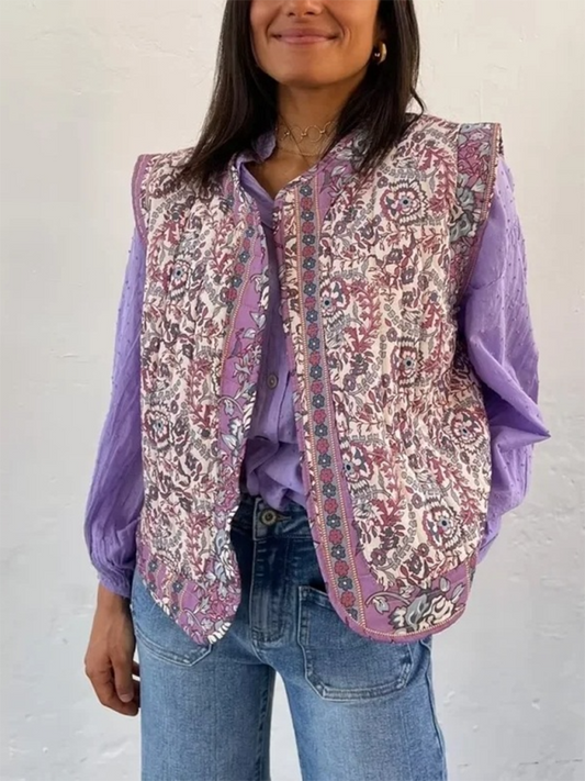 Vintage Print Quilted Vest