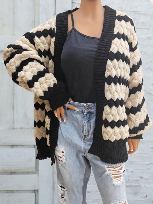 Women's Color Blocking Striped Cardigan