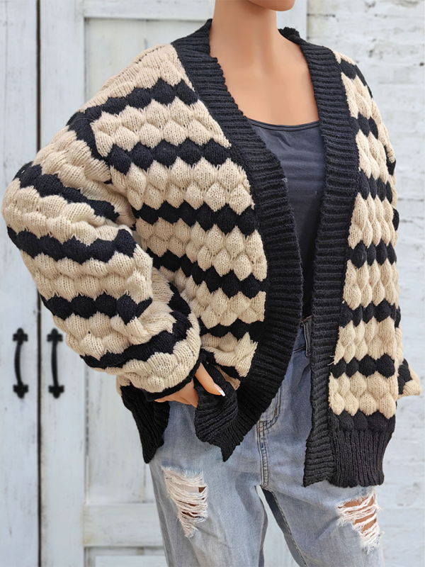 Women's Color Blocking Striped Cardigan