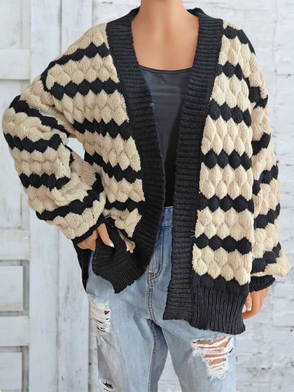 Women's Color Blocking Striped Cardigan