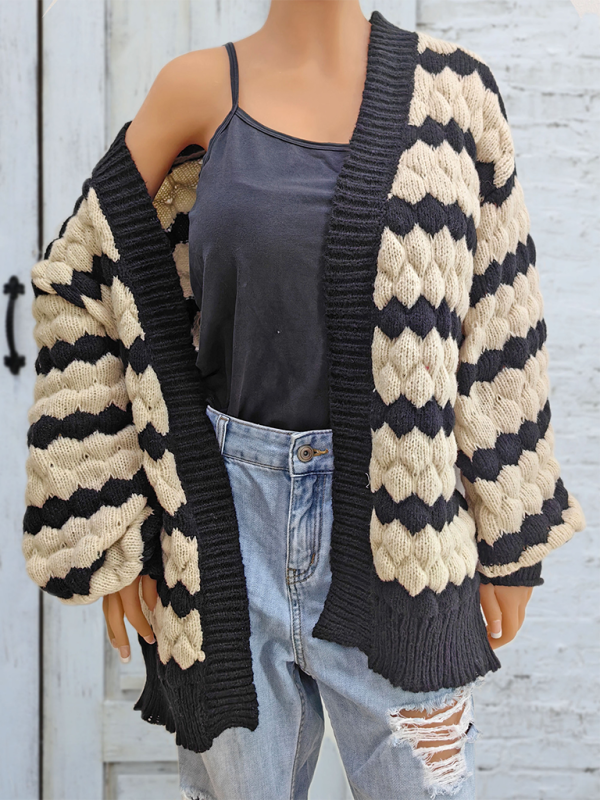 Women's Color Blocking Striped Cardigan