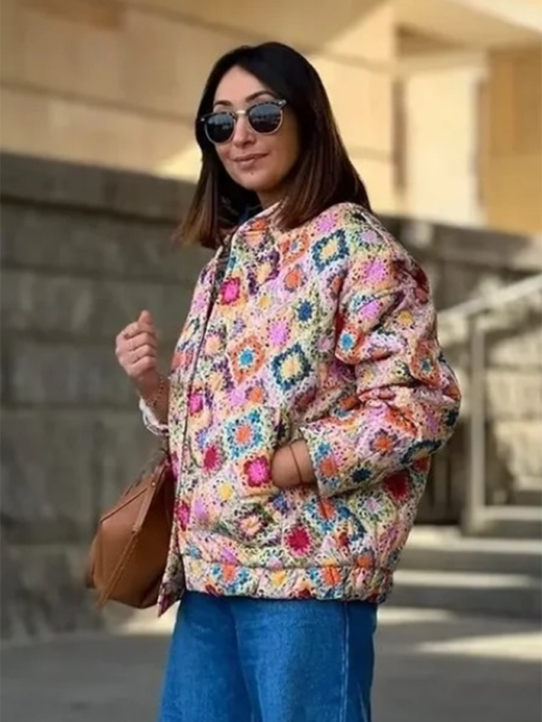 Vintage Geometric Print Jacket