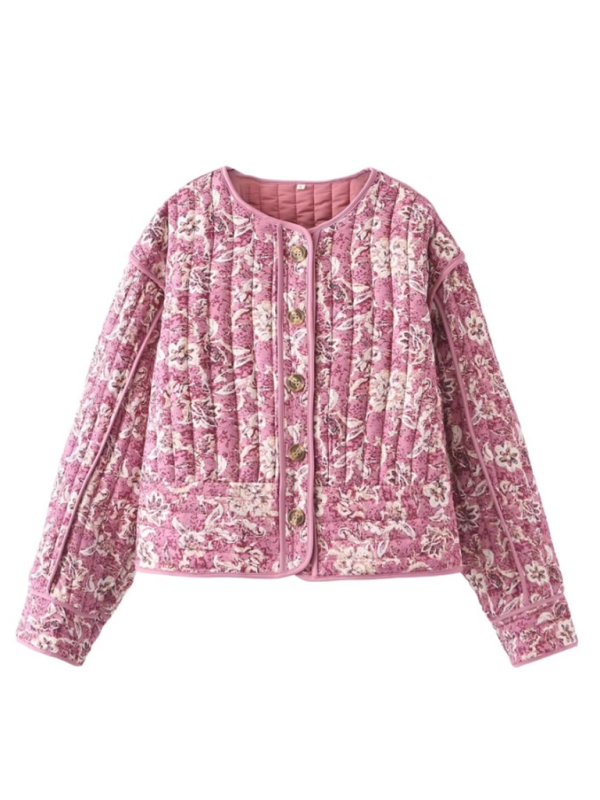 Floral Print Round Neck Jacket