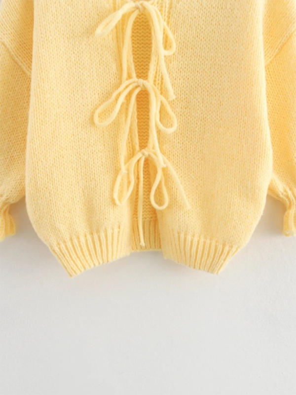 Yellow Long Sleeve Knit Cardigan