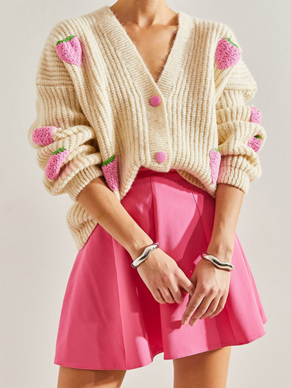 Strawberry Embellished Cardigan